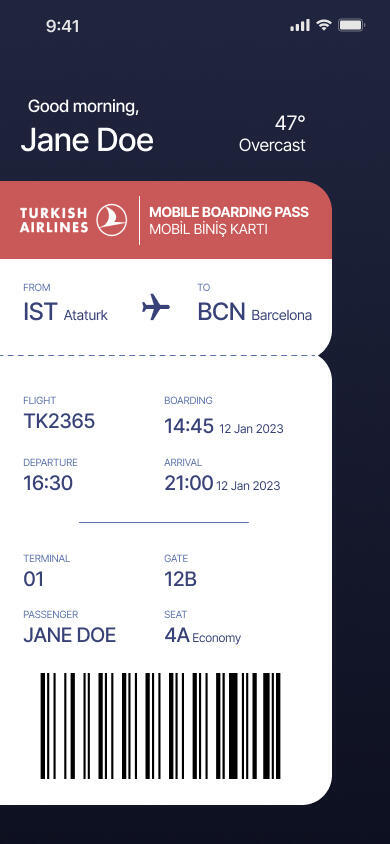 Exercise - iOS boarding pass concept