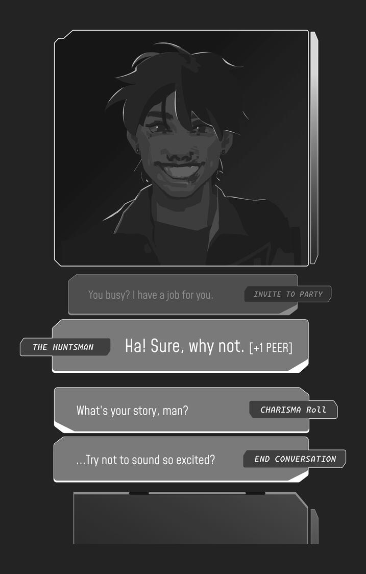 The Huntsman, mid-conversation.