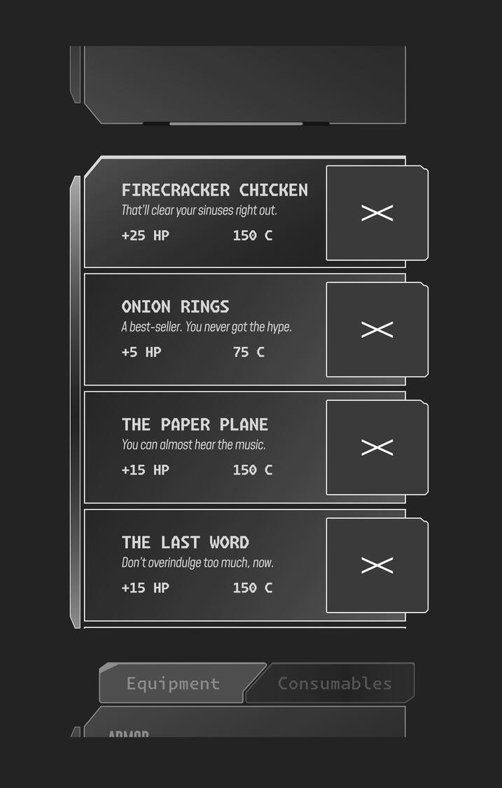Tavern menu overview.