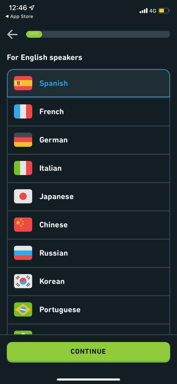 In-app language selection