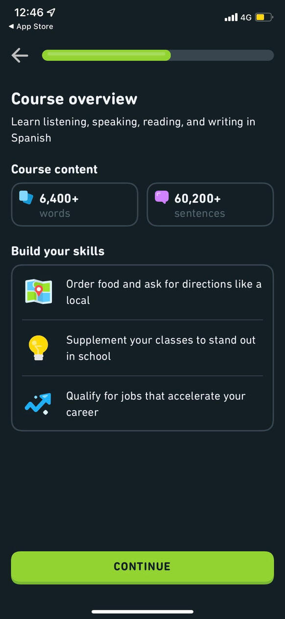 In-app course overview