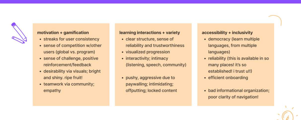 Common themes between competitors.