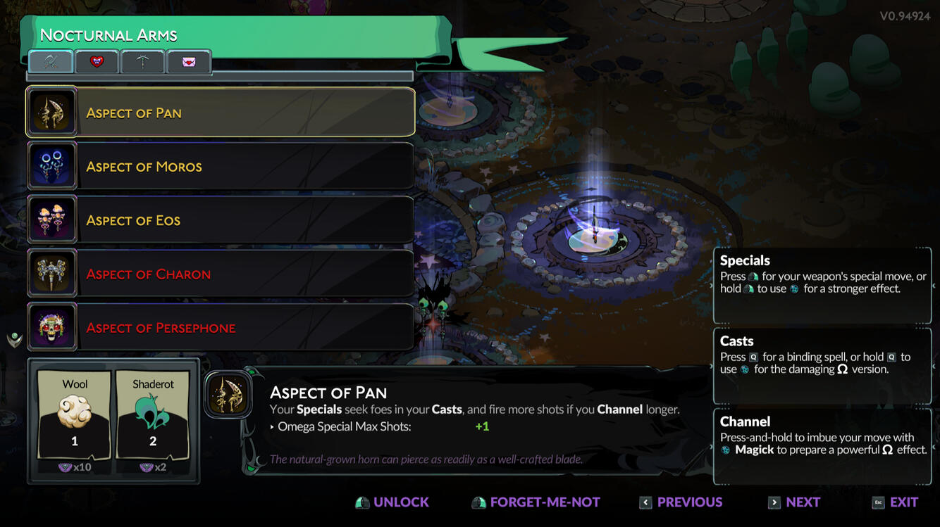 Unlockable Weapons with resource overlay hover effect