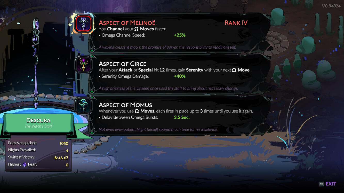 Individual Weapon screens, only accessible outside of Pools