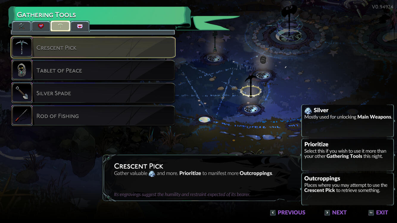 Gathering Tools tab with tooltip overlay